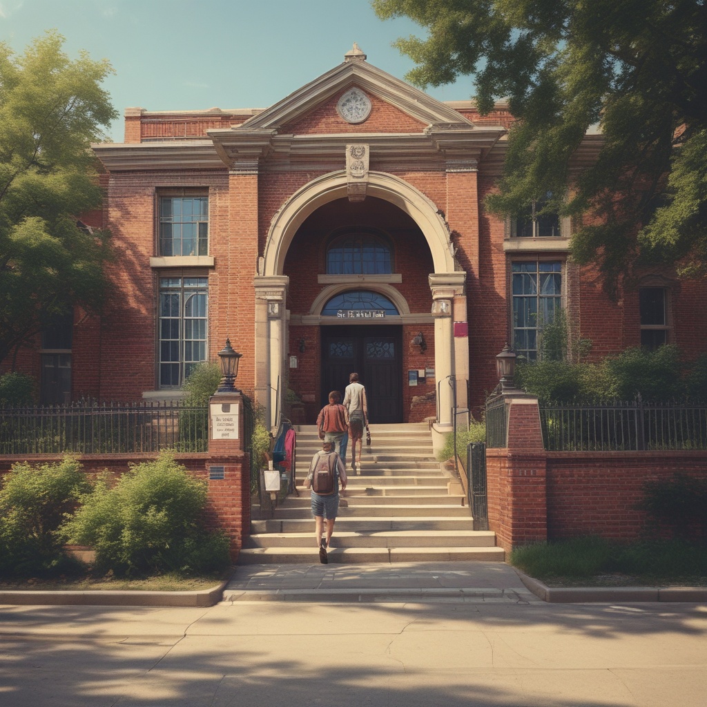 entering the school
